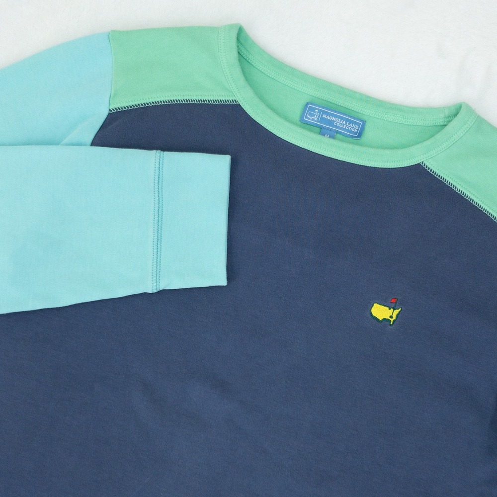 Magnolia Lane Pullover Womens Medium Blue Colorblock Masters Golf Top Pastel